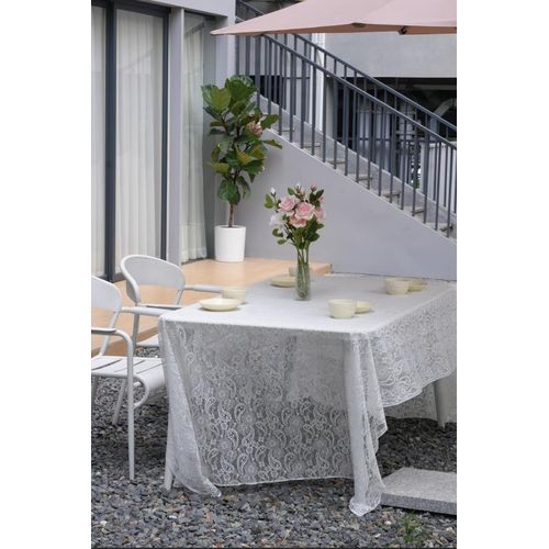 White lace tablecloth rectangle 150×300 cm, covering tea tablecloth flower embroidered lace tablecloth, elegant rectangle covering long retro embroidered reception tablecloth decoration