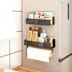 2pcs refrigerator magnetic spice rack, wall-mounted storage rack, with paper towel holder