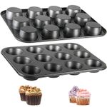 12-Cup Cupcake Non-stick Baking Pan Carbon Steel Muffin Tins Release Baking Pan