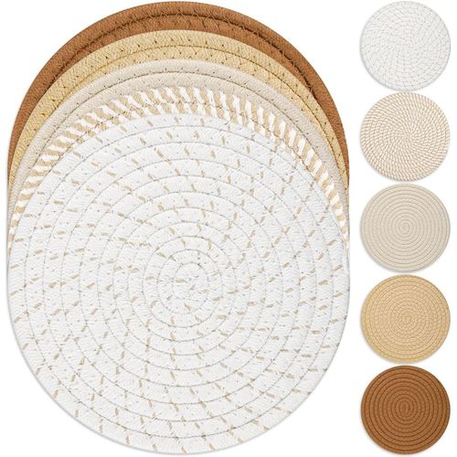 Flushrenic Mats Set for Hot Dishes,Anti Stain Hot Pads Plate,Heat Resistant Mat Protect Counter,Hot Pads for Hot pots and Pans,Hot Pot Holders Set