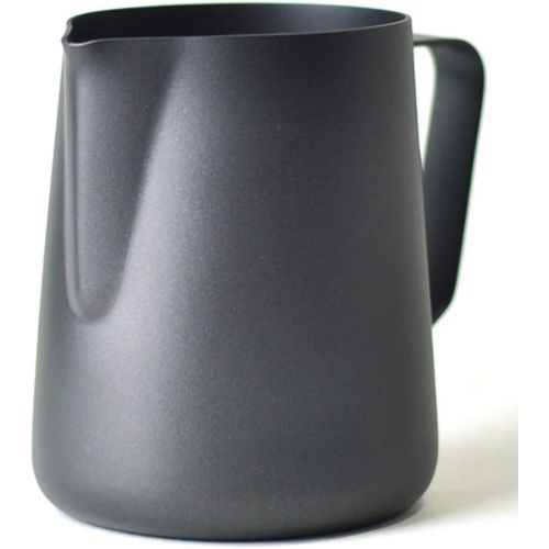 TodyJeyHo Milk Frothing Pitcher Stainless Steel Espresso Steaming Pitchers, Coffee Milk Frother Jug Cup for Espresso Machines Cappuccino Latte Art (Matte Black, 12 OZ / 350ML)