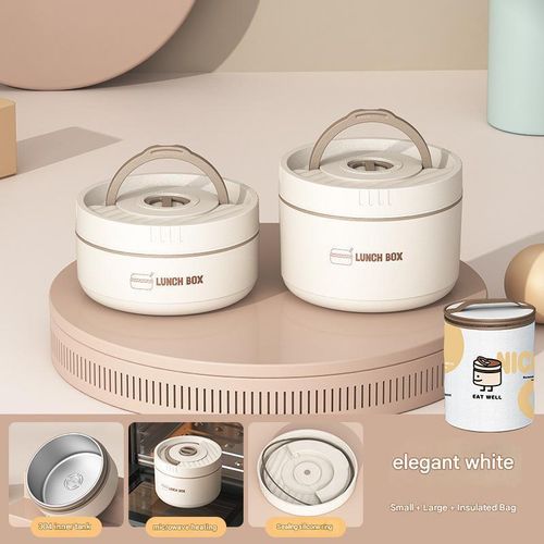 Double-layered stainless steel bento box, portable insulated lunch box with insulated bag