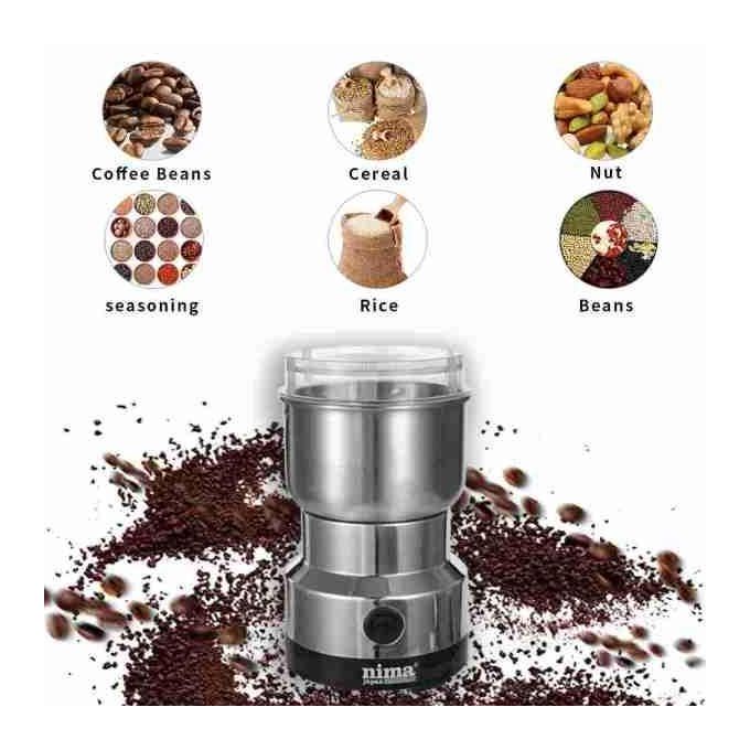Nima NM8300 Stainless Steel Electric Grinder 300W Powerful Motor Coffee Spice Nut Herb Crusher Compact Kitchen Dry Food Miller Fast Fine Grinding Machine for Home Daily Use
