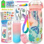 TodyJeyHo Decorate Your Own Water Bottle Kits for Girls Age 4-6-8-10,Unicorn Painting Crafts,Fun Arts and Crafts Gifts Toys for Girls Birthday gift (Mermaid)
