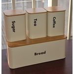 Galvanized metallic Ribbon Bread bin with 3 canisters each