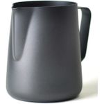 TodyJeyHo Milk Frothing Pitcher Stainless Steel Espresso Steaming Pitchers, Coffee Milk Frother Jug Cup for Espresso Machines Cappuccino Latte Art (Matte Black, 12 OZ / 350ML)