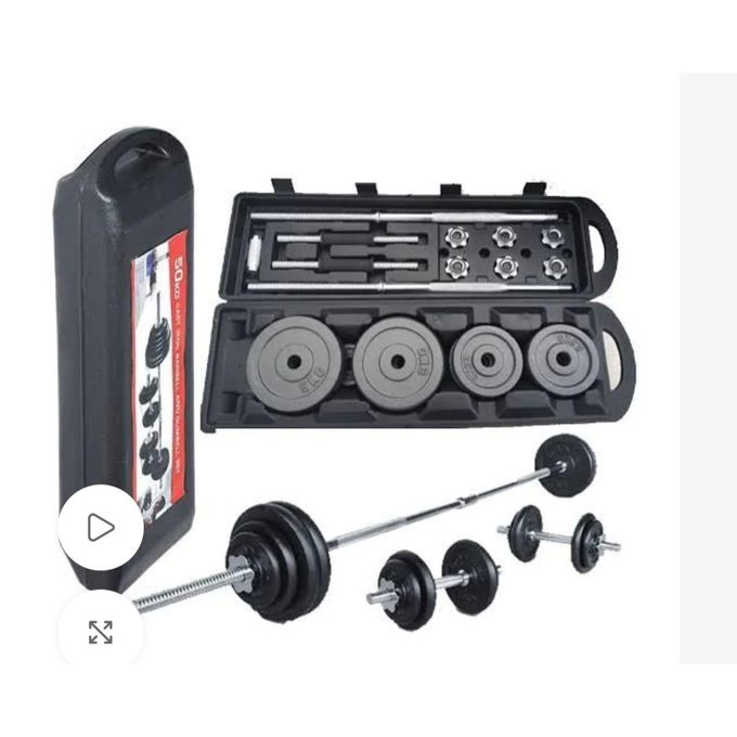 Chrome 50kg Dumbells With Barbell