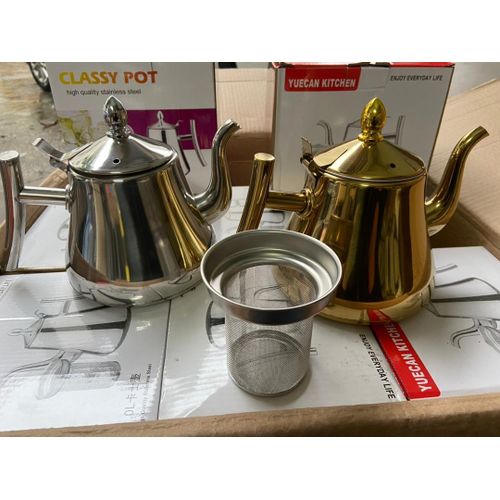 YUE KE Stainless Steel Tea Pot with Infusion Set, Very Suitable for ADT Flowers, Stove Coffee Pot, Safe- 2L