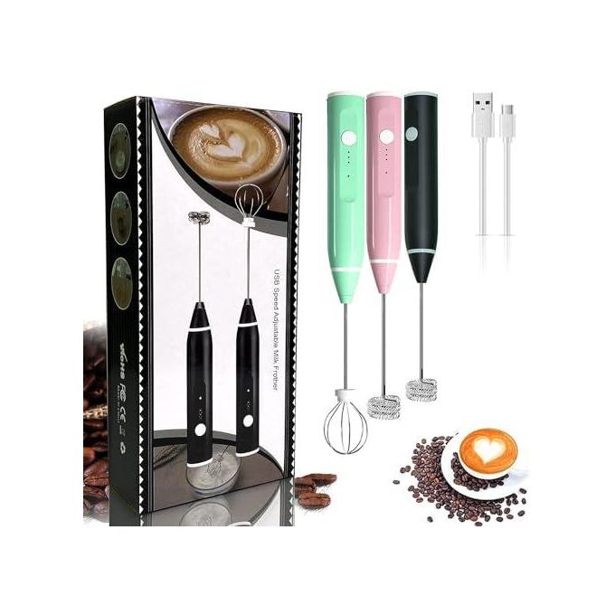 *2 In1 Electric Milk Frother, Rechargeable Hand-Held Electric Milk Frother 3 Adjustable USB Charging Can Be Used ForBulletproof Coffee Protein Drinks Matcha Coffee Whis