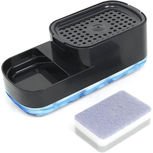 Effortless For Kitchen Cleanup 2 in 1 Soap Dispenser and Sponge Holder for Easy Access (Black)