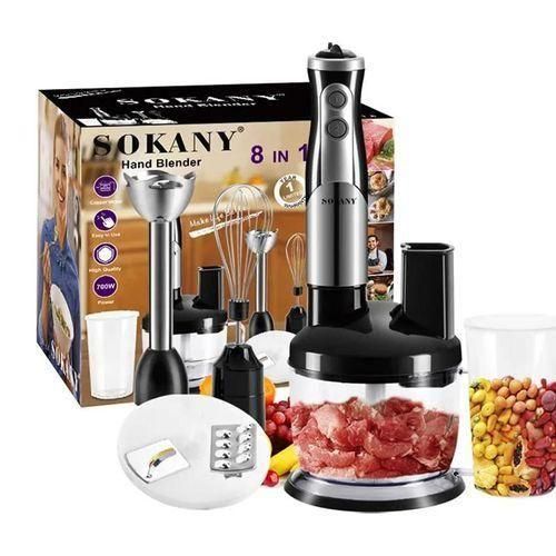 Sokany 8 in 1 Hand Blender Set-Handheld Stick Blender With Chopping Bowl, Whisk &amp; 1L Measuring Jug,700W Polished With Turbo Speed ,Perfect For Soup, Smoothies, Puree, Dip, Baby Food &amp; Chopped Vegetables