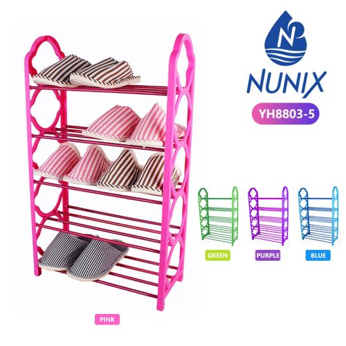 Nunix 5 Layer Portable Shoe Rack Pink