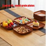 A set of 10 - wood grain trays, fruit plates, dinner plates-Walnut wood color