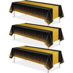 SXCHEN Black And Gold Waterproof Disposable Party Tablecloth