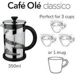 Cafe  ole Classico Gold Cafetière, 350ml / 1 Mug / 3 Espresso Cups, French Press Coffee Maker, Stainless Steel Mesh Filter, Glass Body, Gold Finish
