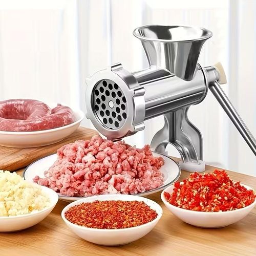 Manual Meat Grinder | Multi-Purpose Kitchen Tool for Vegetables and Meat, Processor with Table Clamp, Hand Crank, Non-Electric, Durable Copper Construction