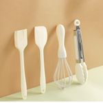4pcs Mini Kitchen Baking Tools Set - Small Silicone Spatula, Whisk, Brush for Non-Stick Cookware