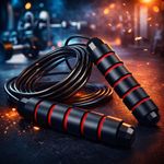 Adjustable Speed Anti-slip handles Jump Rope with Steel Wire Core – Black &amp; Red