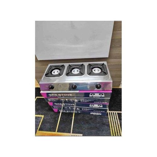 Amaze  3 Gas Burner Automatic Ignition Table Top Stainless Steel Heavy Body High Quality Non- Stick