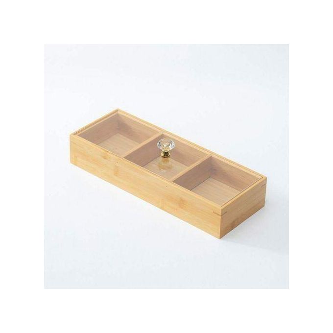 3 slot Wooden bamboo tea bag / candy organizer