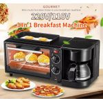 110V 220V Multifunction 3 In 1 Breakfast Machine Toaster Oven Pan Frying Coffee - Black
