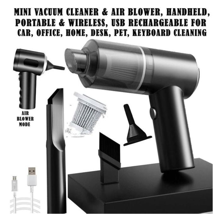 Mini Vacuum Cleaner &amp; Air Blower, Handheld, Portable, Wireless, USB Rechargeable for Car, Office &amp; Home Use