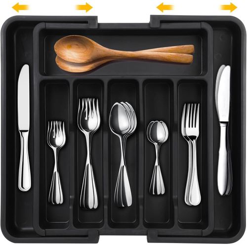 Silverware Drawer Organizer, Expandable Utensil Tray for Kitchen, BPA Free