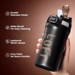600ml 316 Stainless Steel Double Spout Insulated Coffee Mug - Drink/Straw Dual-Use Design, Leak-Proof and Stain-Proof - Black