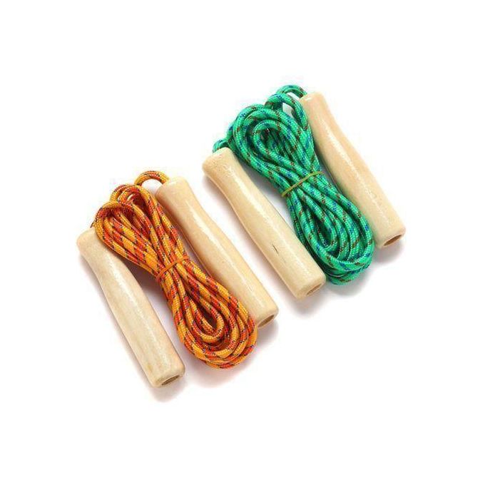 Green Skipping Rope With Wooden Handle