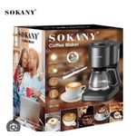 Sokany Coffee Maker SK-124 6-Cup Drip Coffee Machine with Removable Filter, Anti-Drip Valve, Warming Plate, Automatic Shut-Off, Compact Matte Black Design, 650W Quick Br