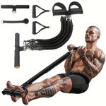 Multifunctional 4-Pole Leg Puller, TPE Resistance Bands for Full Body Workout, Push-Up Assistant, Leg and Abdominal Muscle Training - Black