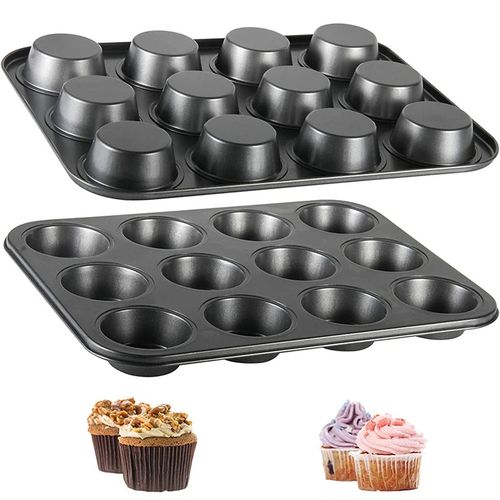 12-Cup Cupcake Non-stick Baking Pan Carbon Steel Muffin Tins Release Baking Pan