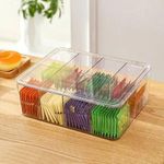 Acrylic Tea Bag Organizer With Cover - Durable, Transparent &amp; Multi-functional Storage Box With Compartment Dividers