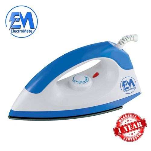 Em Dry Iron Box 1000W with 5-Gear Temperature Control - Bluw/White IB01 (1YR WRTY)