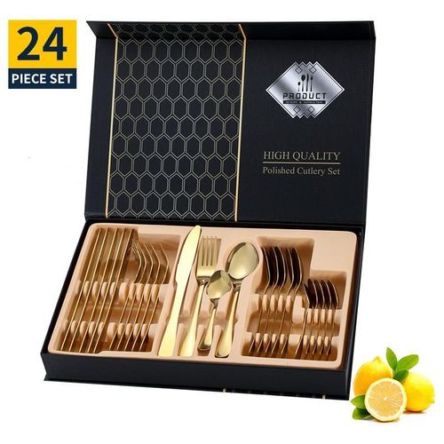 Stainless steel cutlery 24-piece gift box hotel western steak k-n-ife fork spoon dessert spoon