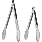 Stainless Steel Kitchen Tongs - Non-Slip Silicone Grip with Lock (9" &amp; 12"