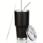 30oz Vacuum Insulated Coffee Tumbler Mug with Lid &amp; Straws – 900ml 304 Stainless Steel