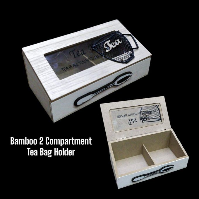 Bamboo 2 Compartment Tea Bags Holder