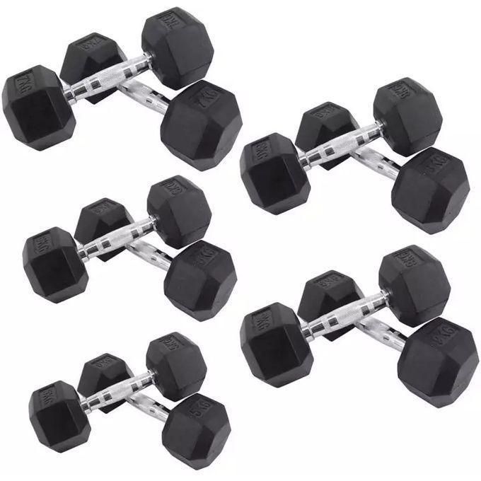 Black Hexagon Dumbells Weight Set