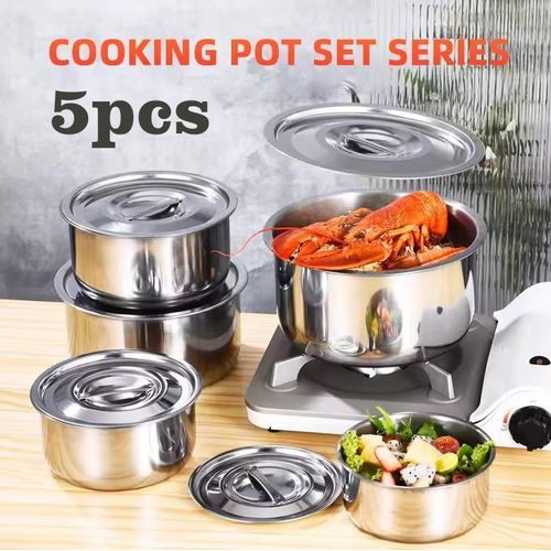 5 Pcs  stainless steel cooking pot set-Stainless Steel Baking Bowl, Mixing Bowl Set- High Quality Non Stick Stainless Steel Cookware set