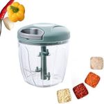 900ml Blue Manual  Processor for Vegetable, Chopper Meat Grinder, Portable  Mincer  for Vegetables, Ginger, Fruits, Nuts, Herbs
