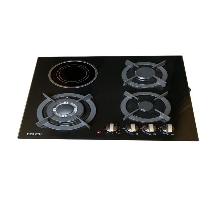 Bolesi Hob 3 gas burner 1 Vitro ceramic Built in cooker ,Glass ,60*60cm