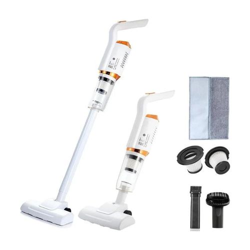Wireless vacuum cleaner rechargeable, short length use option or extended to 105cm long, 4 brush options, high suction pressure of 7500Pa)