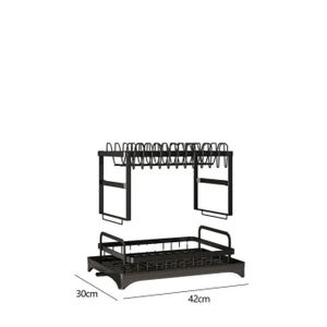 2 tier stainless steel black dish drying rack