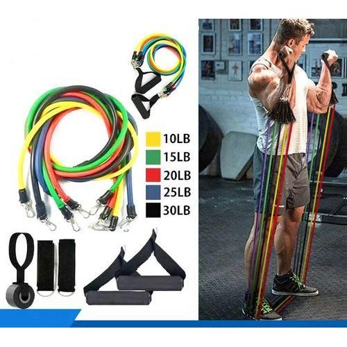 11PCS Fitness Strength Elastic Yoga Resistance Bands Exercise Bands Home Office Gym Mixed Colour