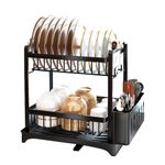 Dish Drying Rack 3-Tier Dish Racks with Detachable Drainboard Chopstick Rack Bowl Holder Storage Rack for Kitchen Counter