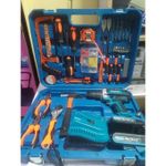 Makita Multifunctional DIY Household And Professional Electric Drill Tool Set-hardware Toolbox Electrician Woodworking Repair Tool Combination Set, With 36v Cordless Drill With Drilling And Impact Functions