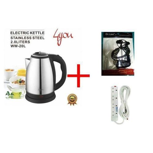 IPCONE 2L Electric Automatic Water Heater &amp; Boiler Electric Kettle +free EARPHONES +4WAY POWER EXTENSION SOCKET