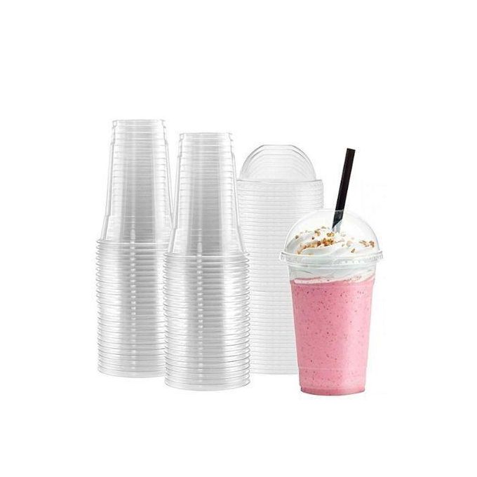 50Pcs Disposable Plastic Cups With Lids