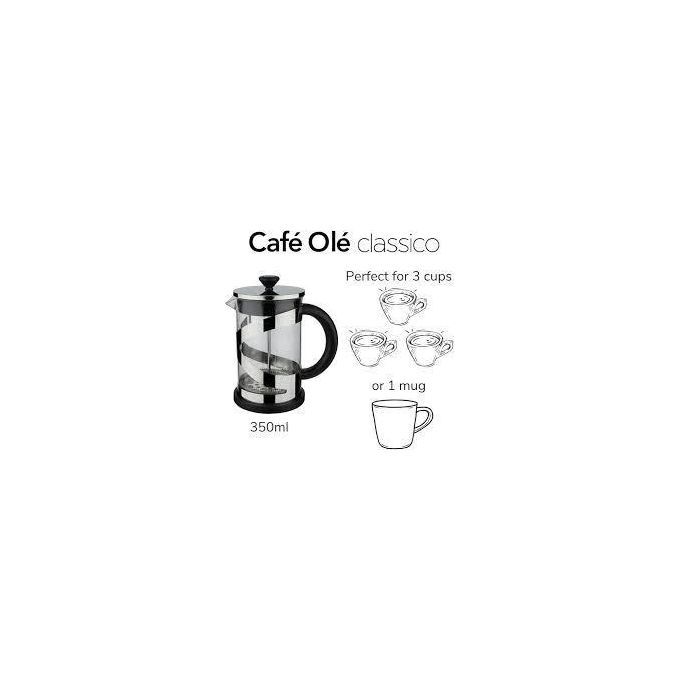 Cafe  ole Classico Gold Cafetière, 350ml / 1 Mug / 3 Espresso Cups, French Press Coffee Maker, Stainless Steel Mesh Filter, Glass Body, Gold Finish